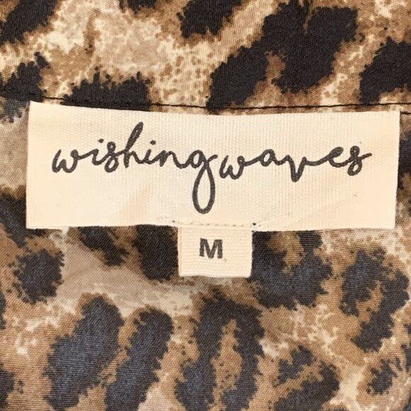 Leopard Print Top Womens Medium Wide Elastic Waist‎ Goldtone Buttons Mob Wife - Picture 2 of 11